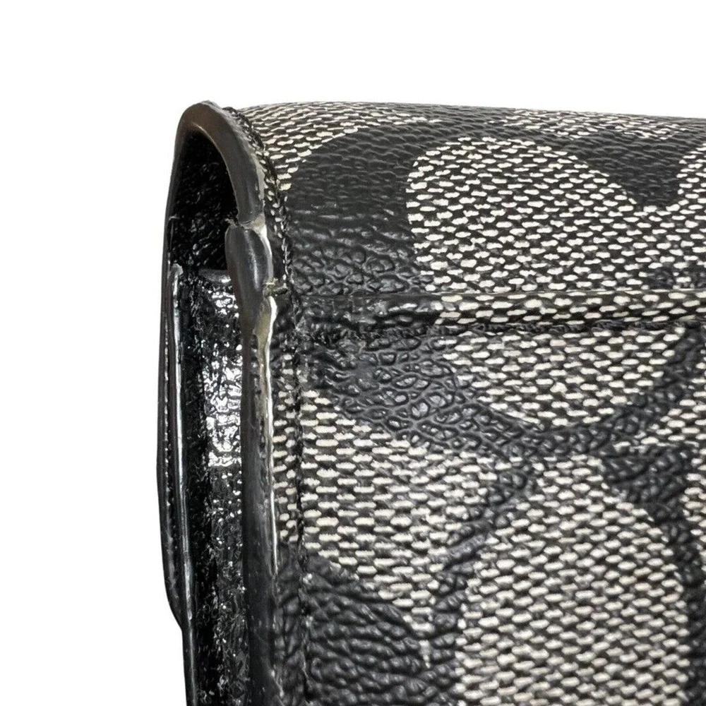 Coach Signature Peyton Slim Envelope Wallet Black Gray Snap Closure F49154 - Picture 4 of 10
